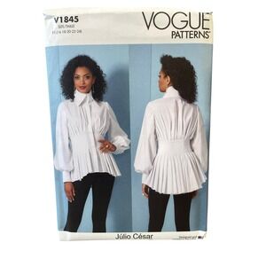 Vogue V1845 Shirt Blouse F5 (16-24) Julio Cesar Pleated Peplum Top